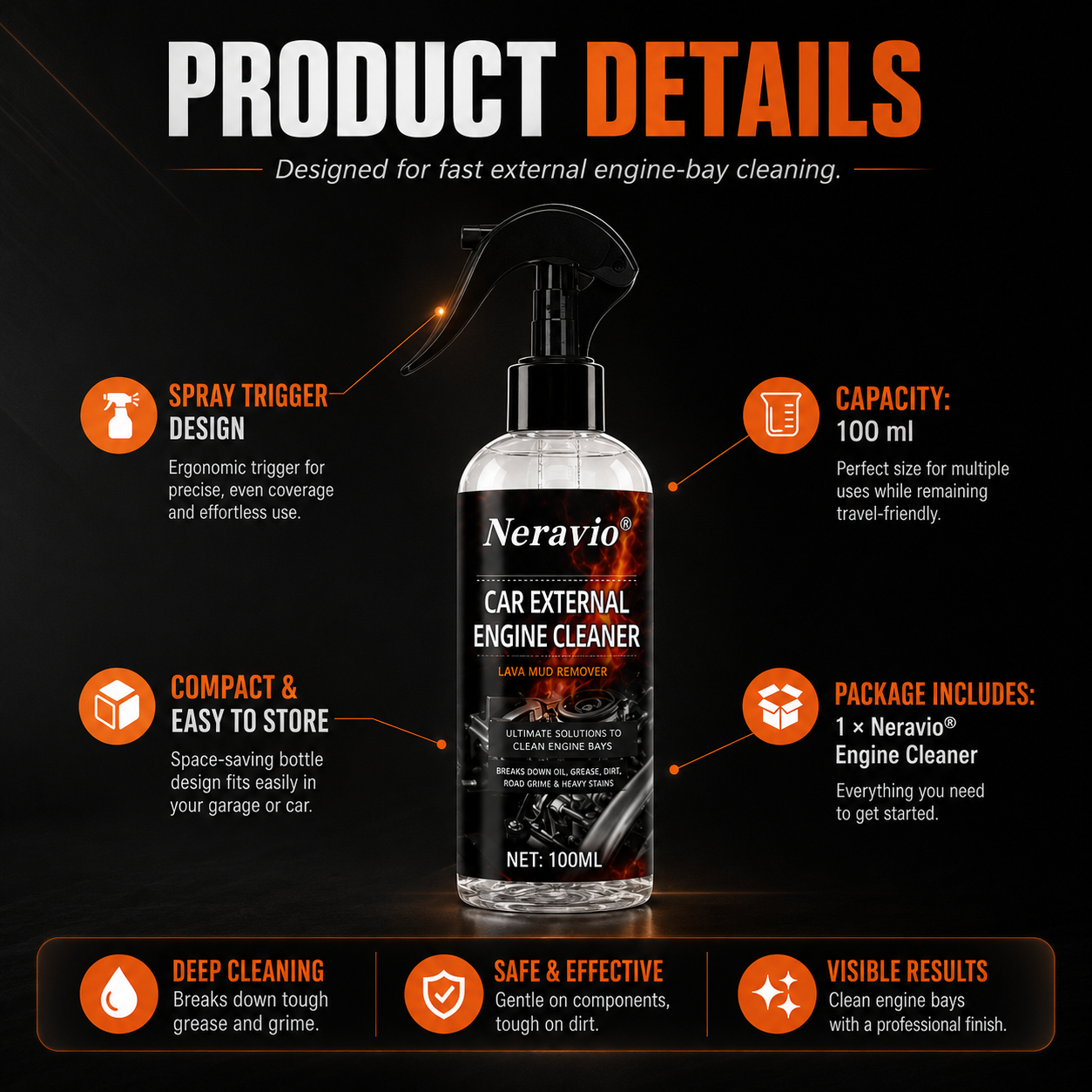 Waterless Fast Acting Car Engine Bay Cleaner