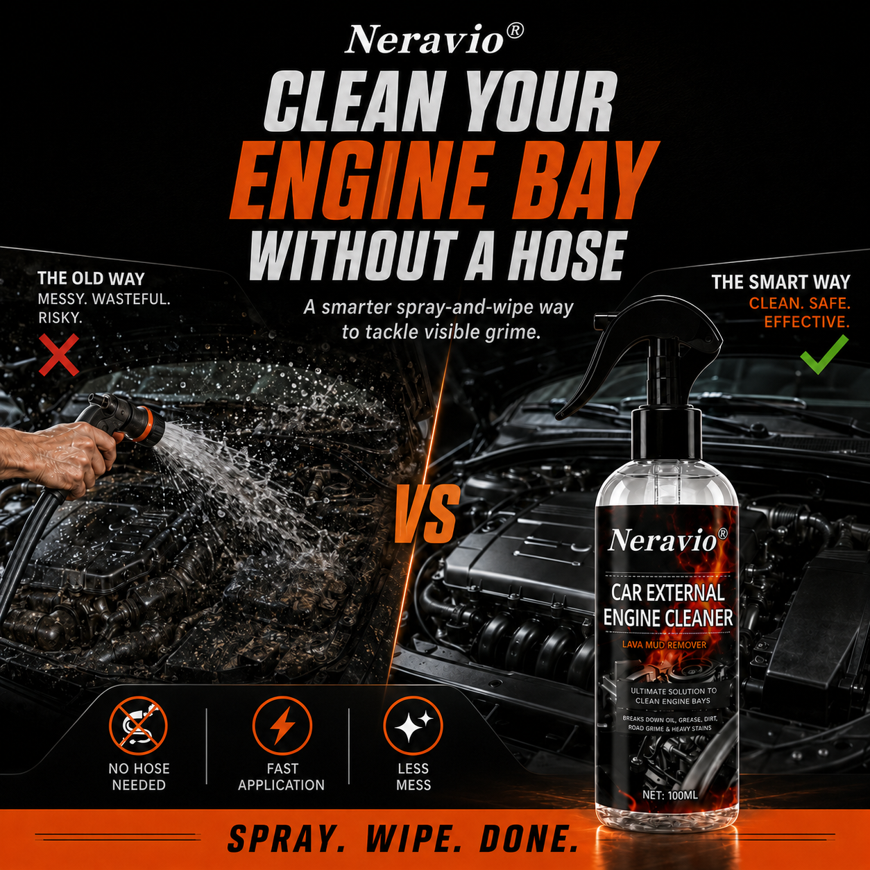 Waterless Fast Acting Car Engine Bay Cleaner