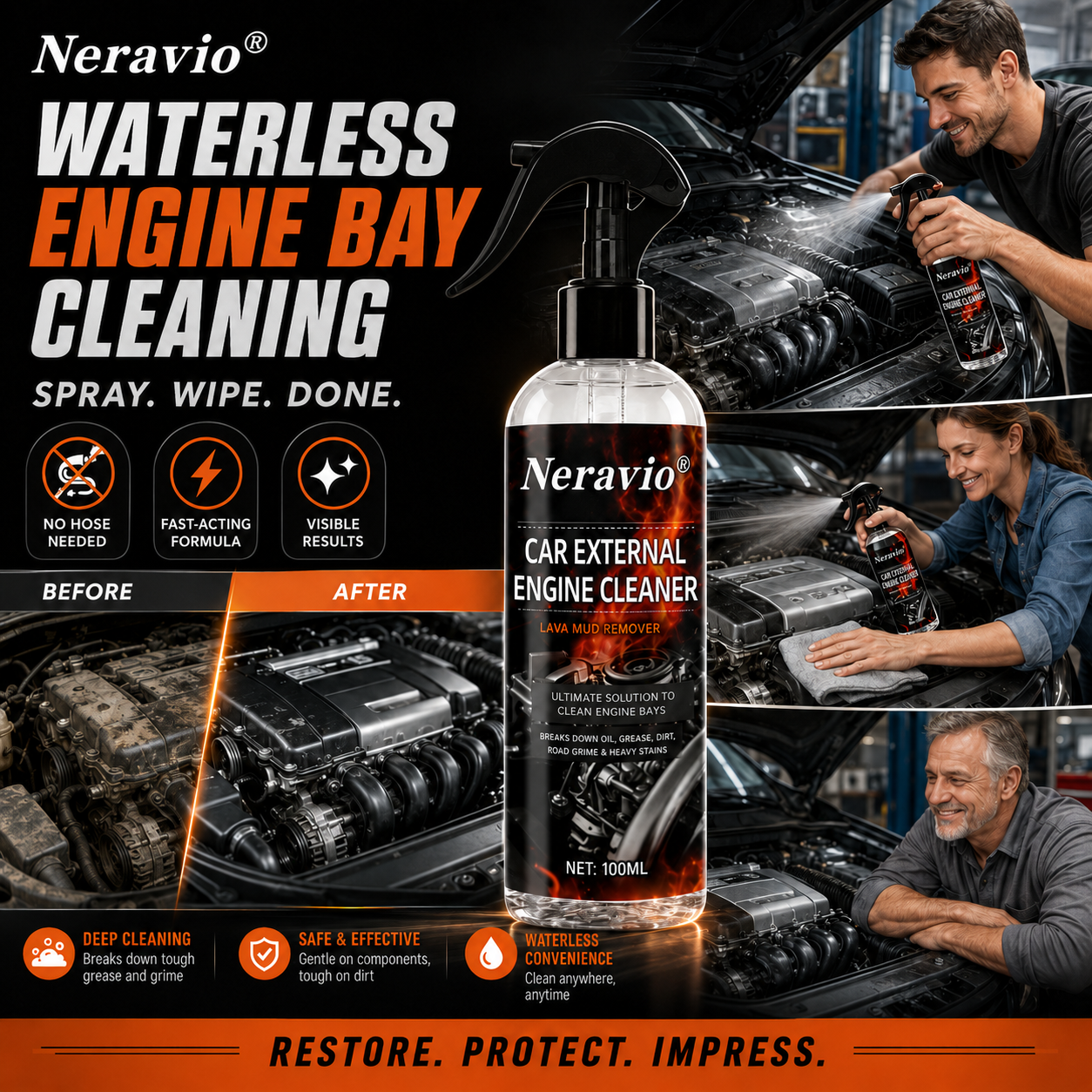 Waterless Fast Acting Car Engine Bay Cleaner