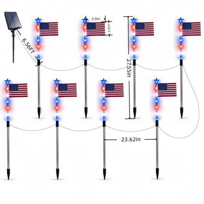MADE IN USA-8-Piece Flag Light Set🔥 – 4th of July Decorations✨