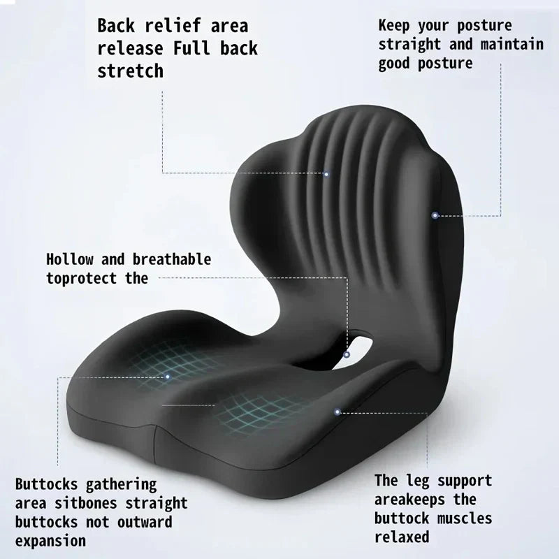 Ergonomic Memory Foam Seat Cushion with Lumbar Support – Pressure Relief, Height Boost, Universal Fit