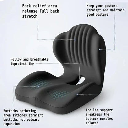 Ergonomic Memory Foam Seat Cushion with Lumbar Support – Pressure Relief, Height Boost, Universal Fit