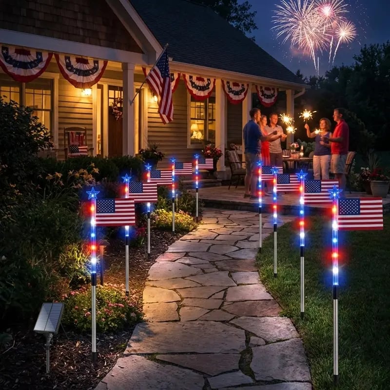 MADE IN USA-8-Piece Flag Light Set🔥 – 4th of July Decorations✨