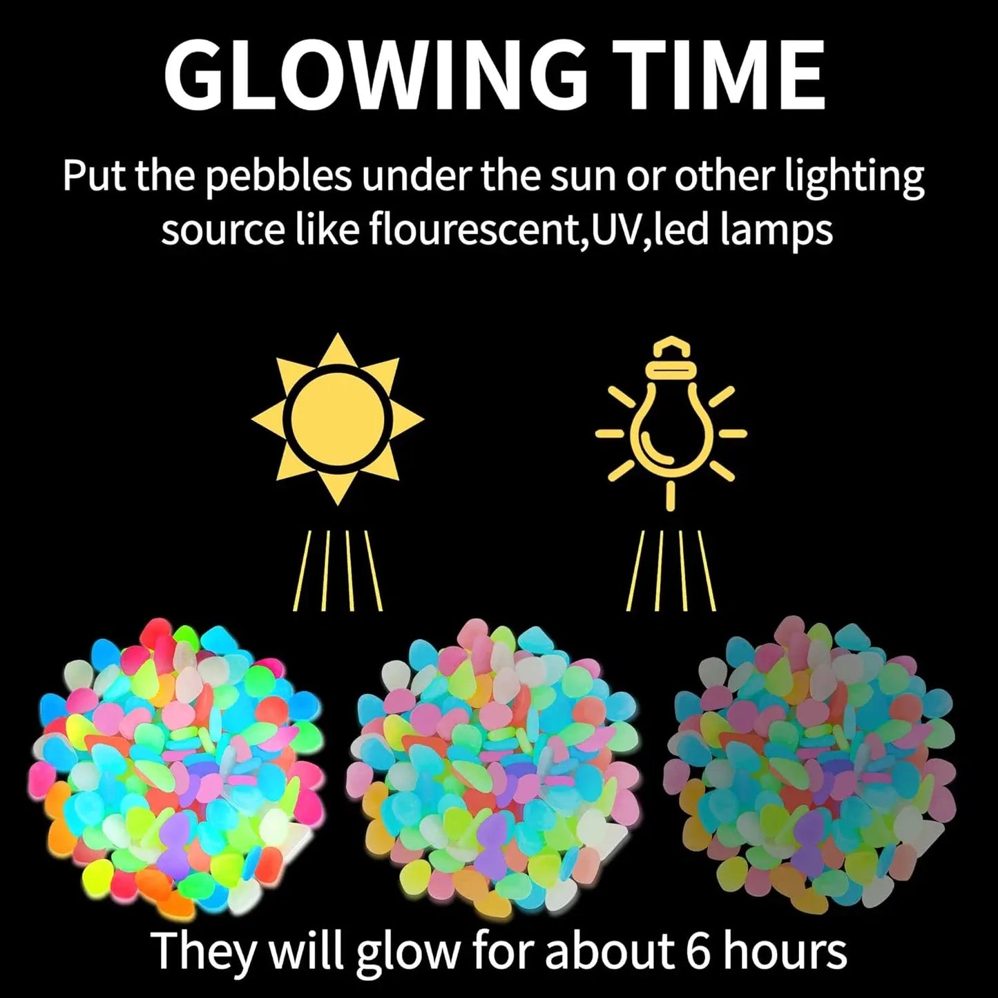 🌈Colorful Glow-in-the-Dark Garden Stones