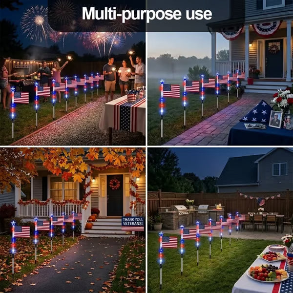 MADE IN USA-8-Piece Flag Light Set🔥 – 4th of July Decorations✨