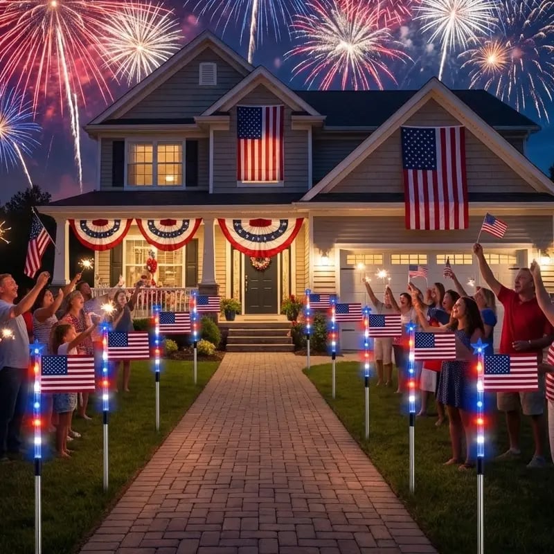 MADE IN USA-8-Piece Flag Light Set🔥 – 4th of July Decorations✨