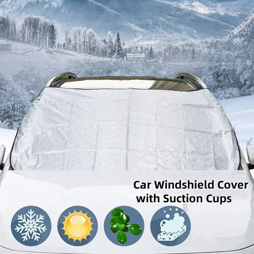 Car Windshield Cover with Suction Cups – prevents frost & snow. Keeps car cool in summer, no scraping in winter! 🛡️✅