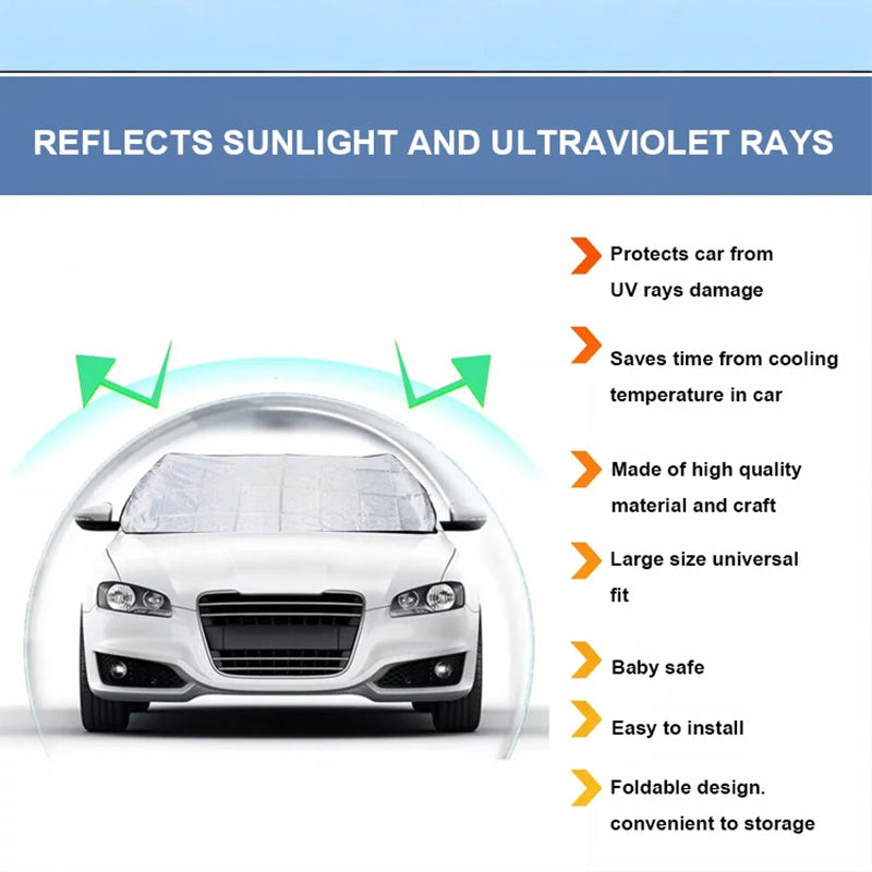 Car Windshield Cover with Suction Cups – prevents frost & snow. Keeps car cool in summer, no scraping in winter! 🛡️✅